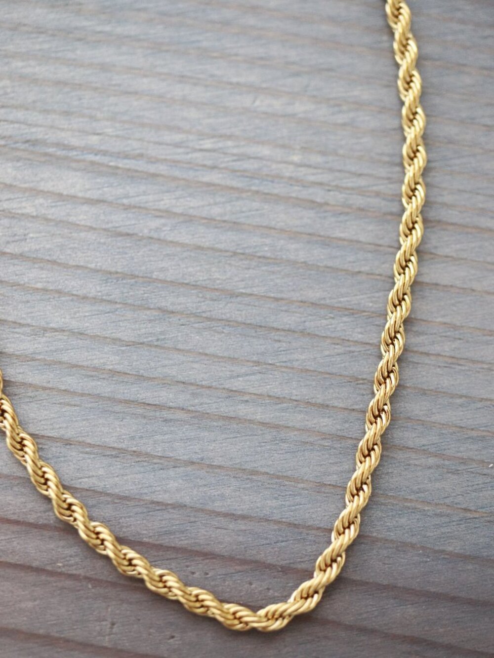 3mm 24inches Rope Chain Style Necklace 18k Gold Plated Stainless Steel